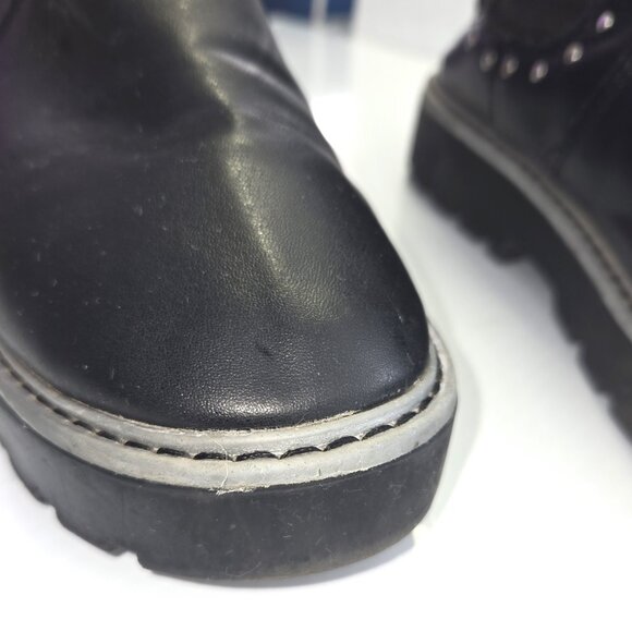 Wonder Nation Girl's Black Faux Leather Chelsea Studded Ankle Boots Sz 4 - Picture 2 of 4